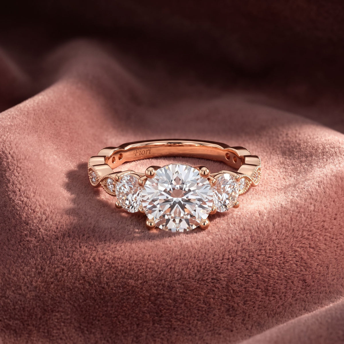 18K Solitaire Round Diamond Engagement Ring — AI cloth, in-house