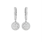18K Halo Round Diamond Huggie Earrings — TOP