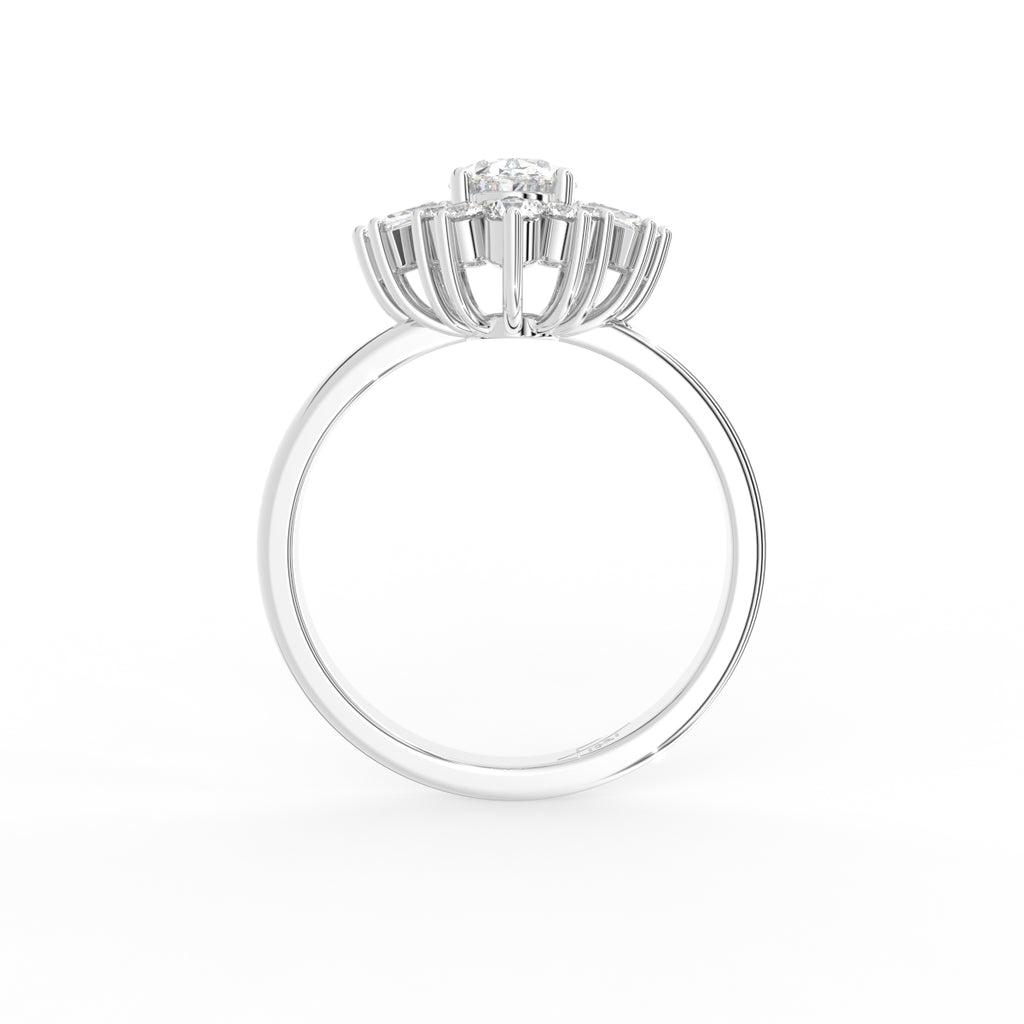 14K White Gold Oval Baguette Diamond Ring — FRONT