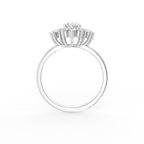 14K White Gold Oval Baguette Diamond Ring — FRONT