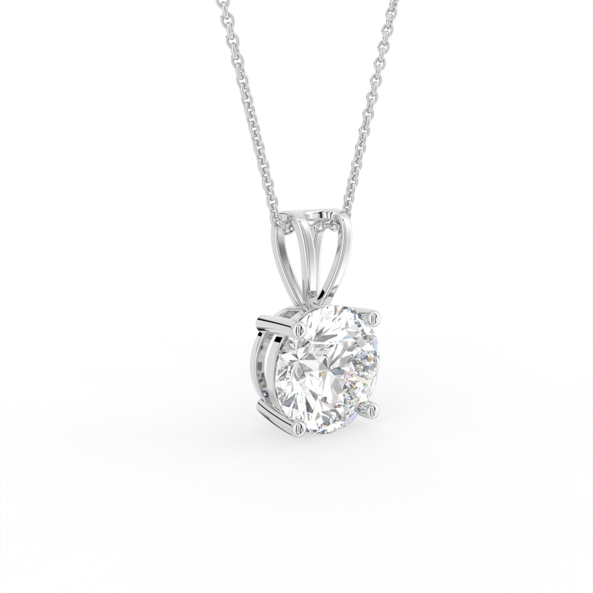 18K Solitaire Diamond Pendant — 3D VIEW