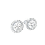18K Halo Solitaire Diamond Stud Earrings — 3D VIEW