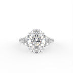 18K Shoulder Set Oval Diamond Ring — TOP