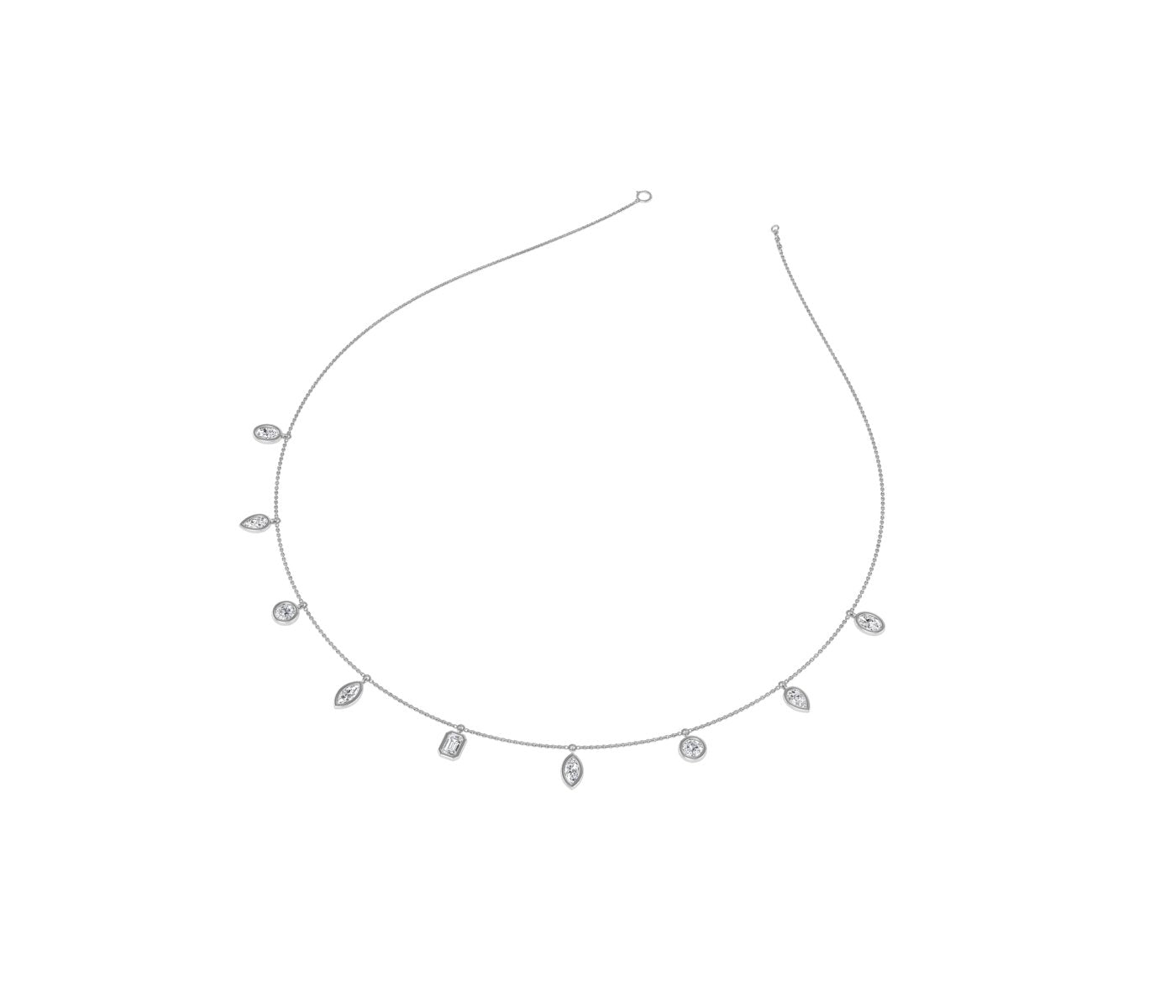 14K Bold Round Tennis Diamond Necklace — 3D VIEW