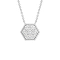 18K Hexagon Round Diamond Pendant — FRONT