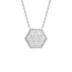 18K Hexagon Round Diamond Pendant — FRONT