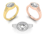 18K Bespoke Oval Bezel Diamond Ring — 3 COLOR