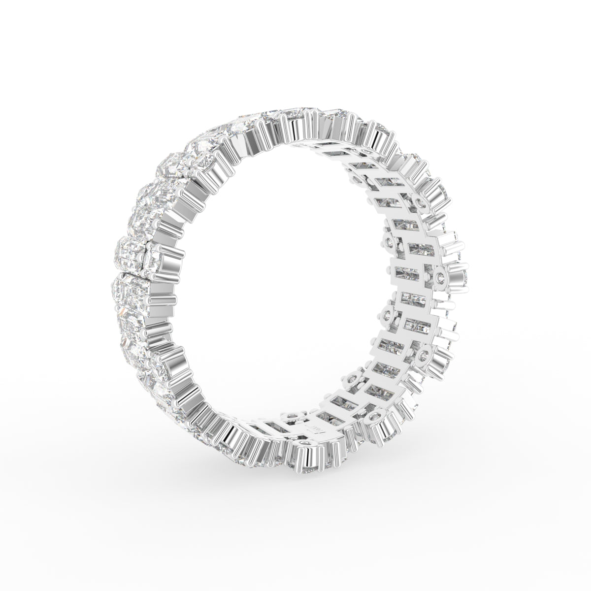 18K White Gold Baguette Eternity Diamond Ring — 3D VIEW