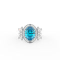 18K Yellow Gold Halo Oval Diamond Ring — TOP
