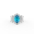 18K Yellow Gold Halo Oval Diamond Ring — TOP