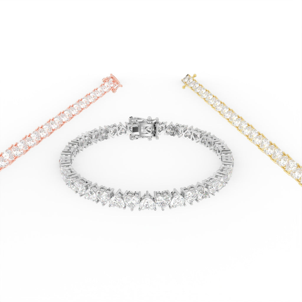 18K Heart Diamond Bracelet — 3 COLOR