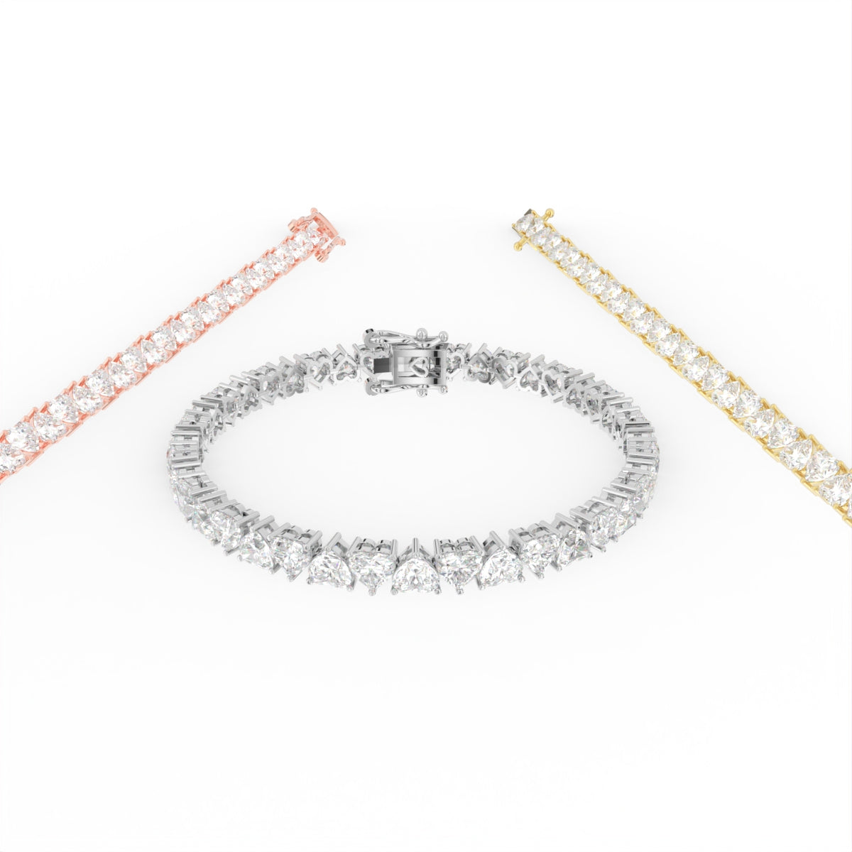 18K Heart Diamond Bracelet — 3 COLOR