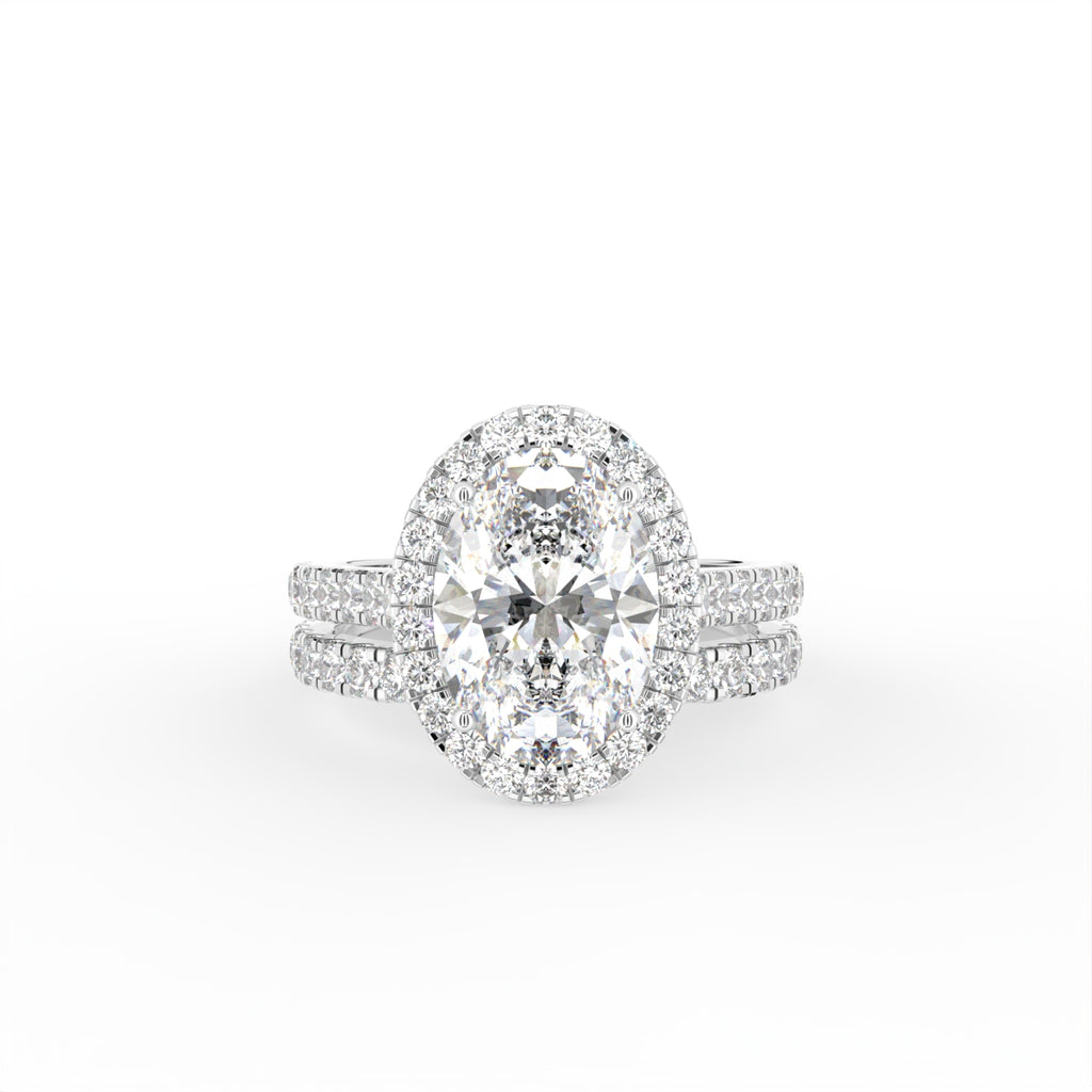 18K Halo Oval Diamond Engagement Ring — TOP