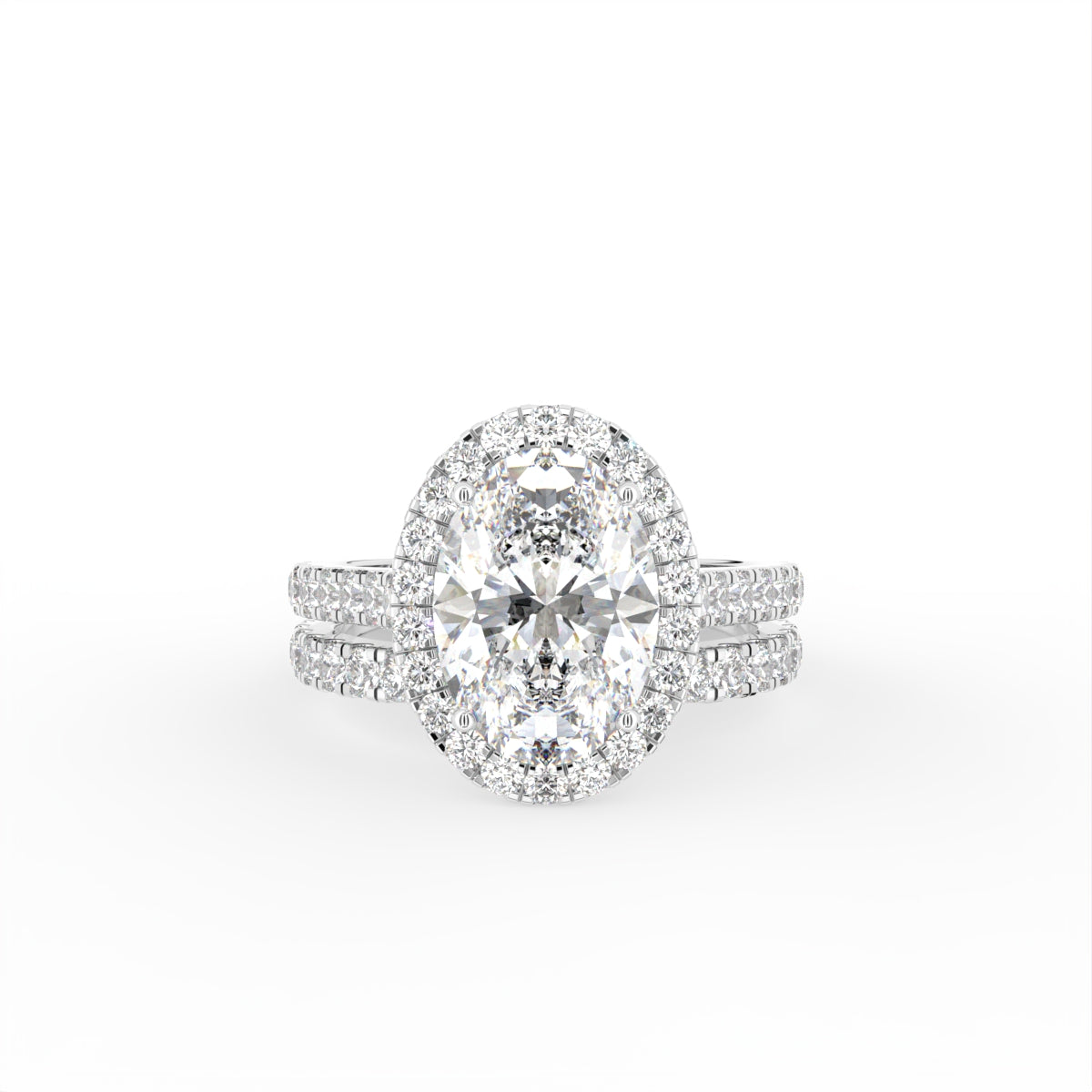 18K Halo Oval Diamond Engagement Ring — TOP