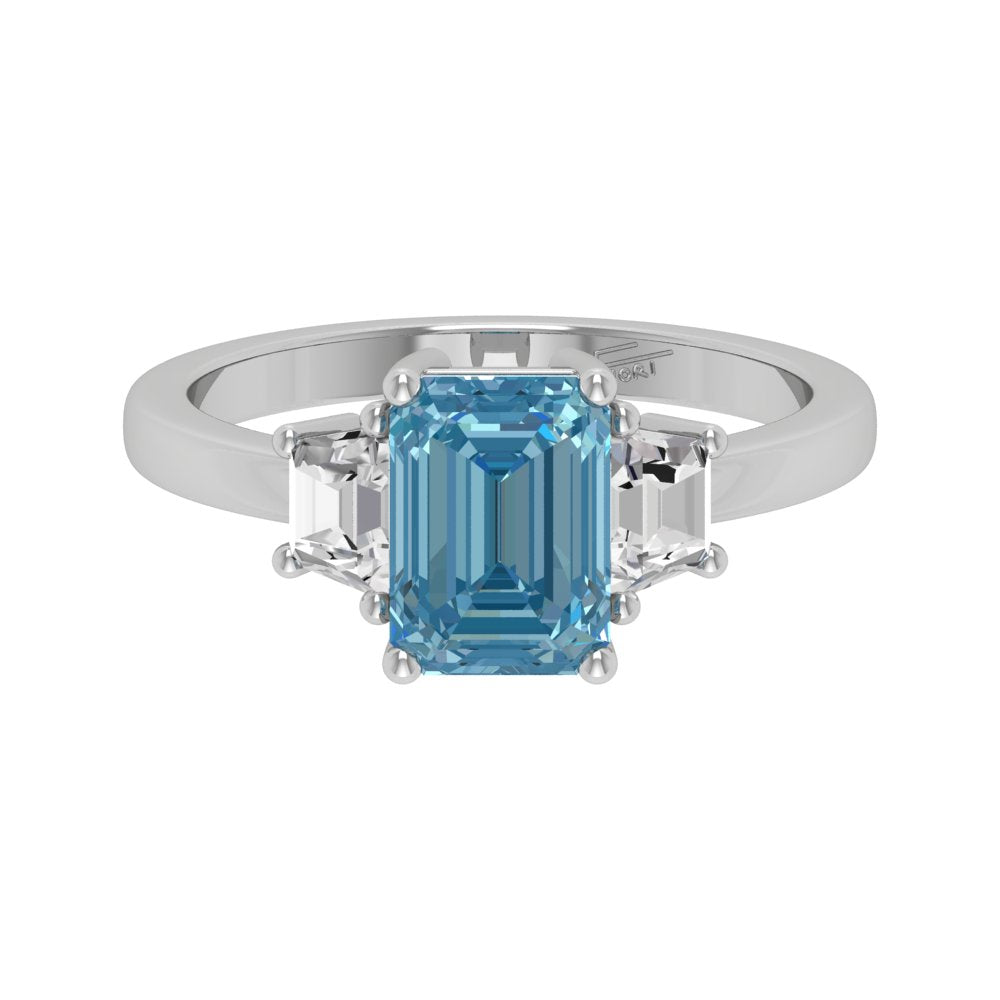 18K White Gold Trilogy Radiant Diamond Ring — TOP