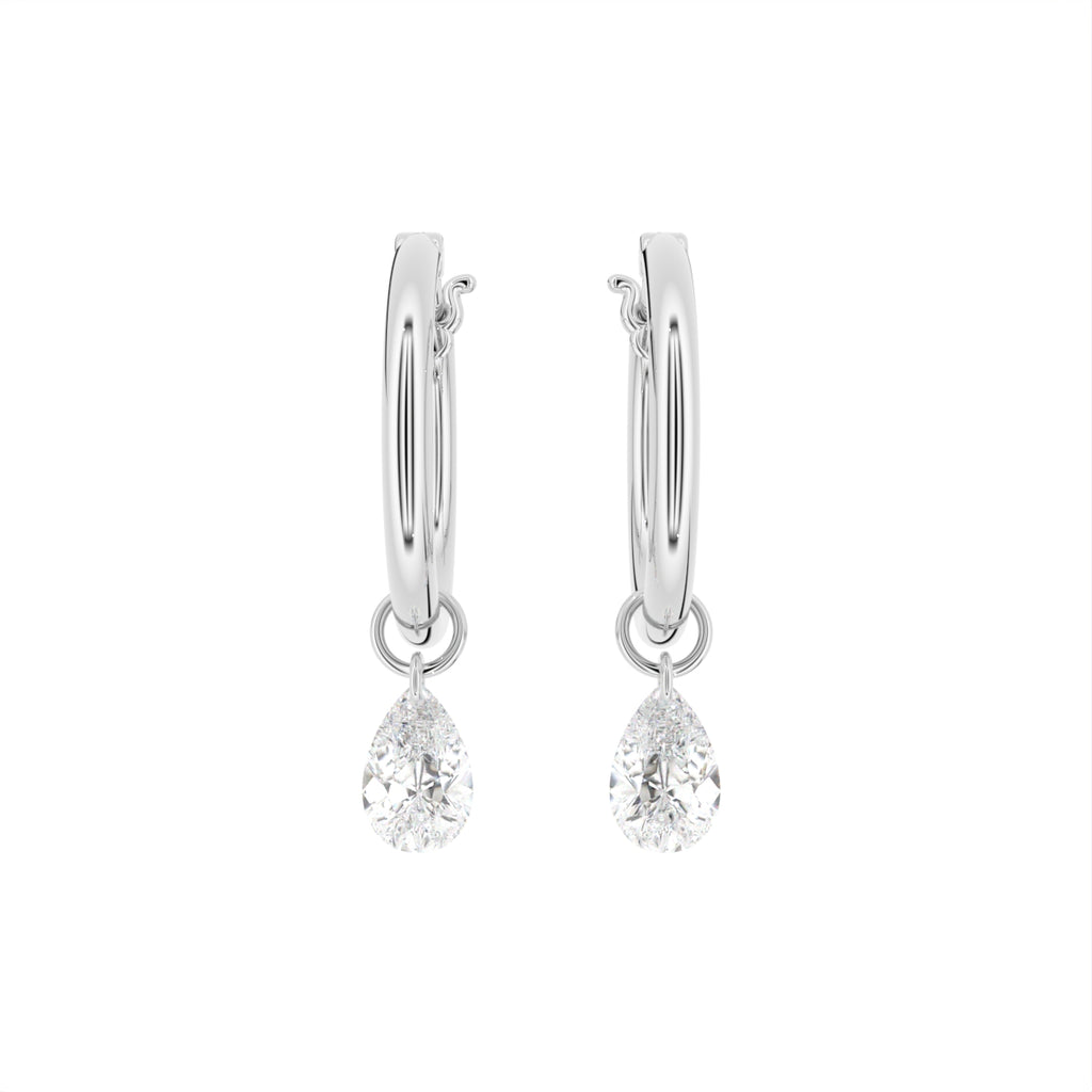 18K Pear Diamond Hoop Earrings — TOP