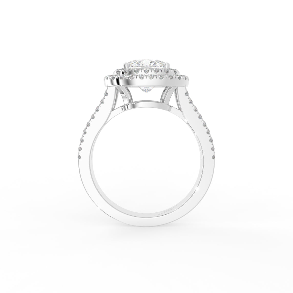 18K Halo Cushion Diamond Engagement Ring — FRONT