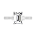 18K Solitaire Emerald-Cut Diamond Ring — TOP