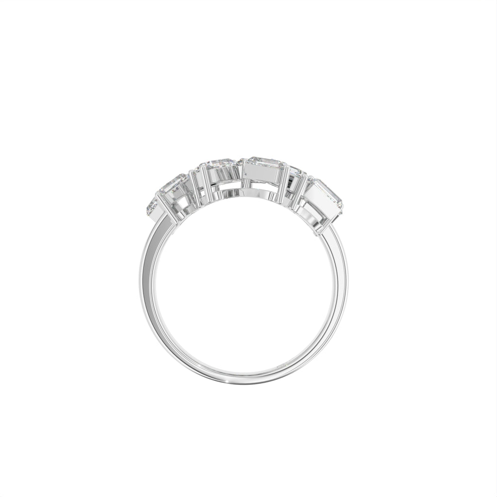 18K Floral Baguette Diamond Ring — FRONT