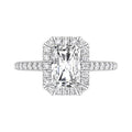 18K Halo Emerald-Cut Diamond Ring — TOP