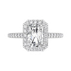 18K Halo Emerald-Cut Diamond Ring — TOP