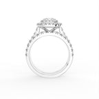 18K Halo Emerald Diamond Ring — FRONT