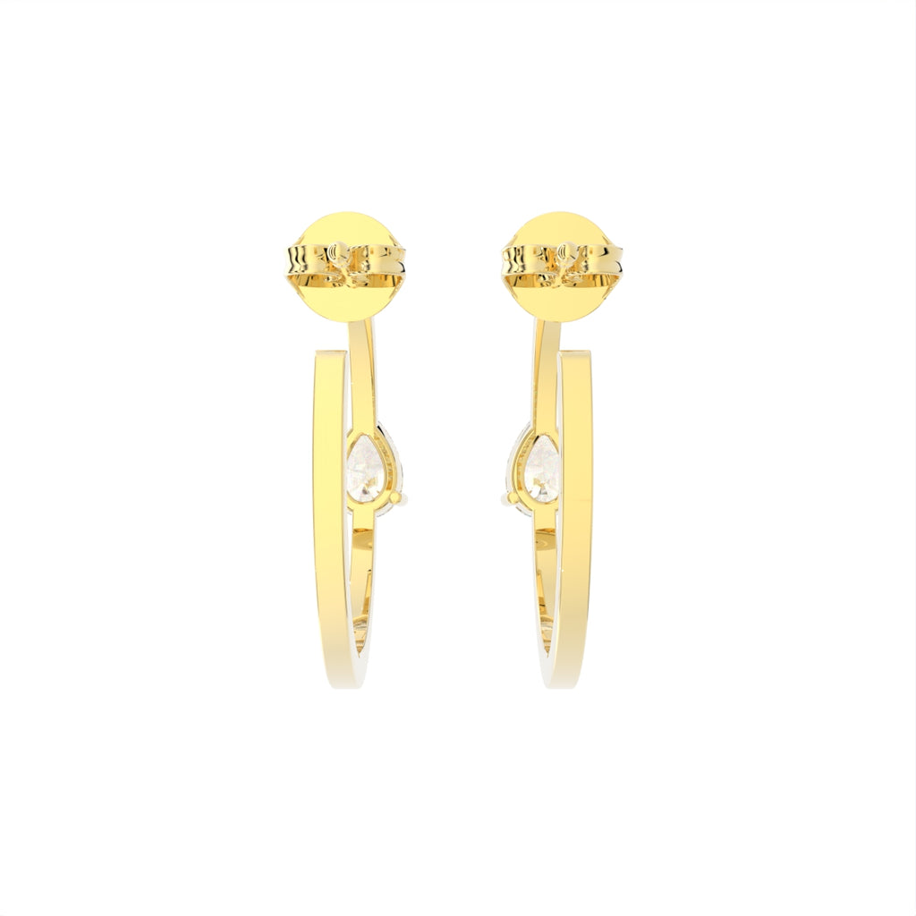 18K Pear Diamond Hoop Earrings — BACK