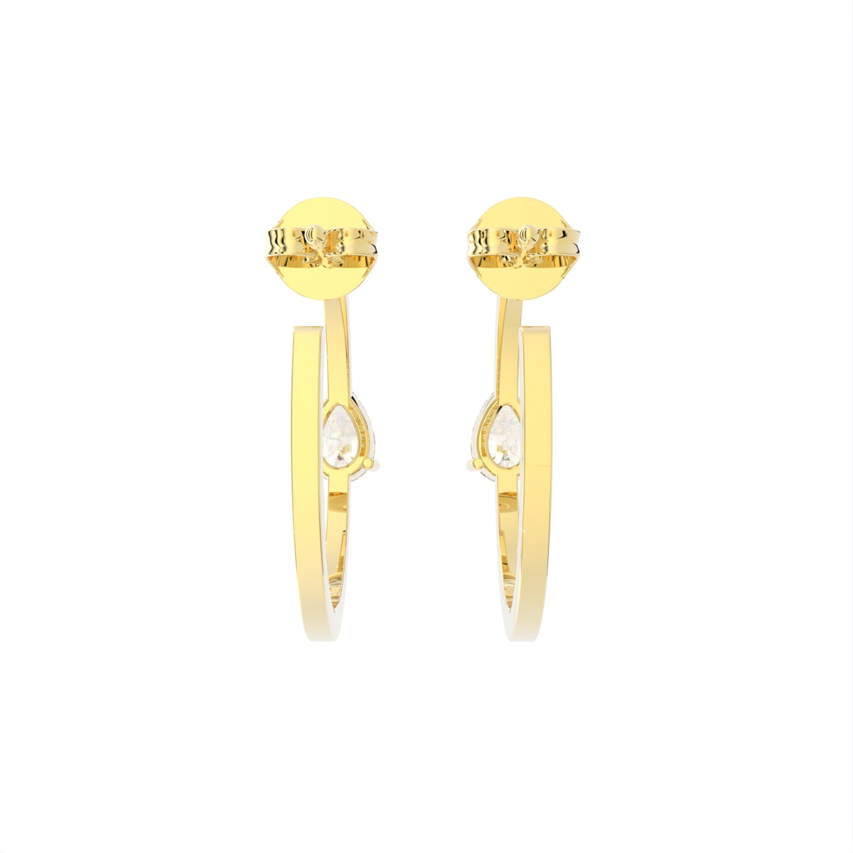 18K Pear Diamond Hoop Earrings — BACK