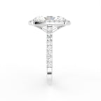 18K White Gold Halo Emerald Diamond Engagement Ring — SIDE