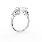 18K White Gold Trilogy Asscher Diamond Engagement Ring — 3D VIEW