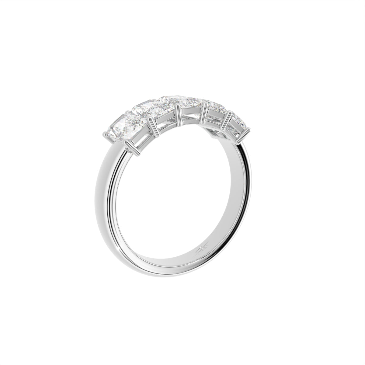 vimg:FJ3875|vimg:FJ3876|14K White Gold Eternity Emerald Diamond Ring — 3D VIEW