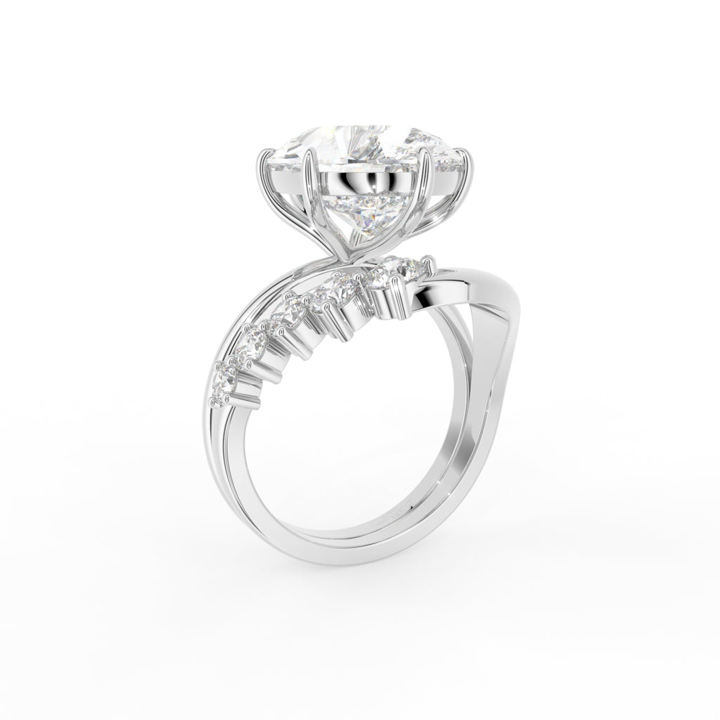 18K Pear Solitaire Diamond Engagement Ring — 3D VIEW