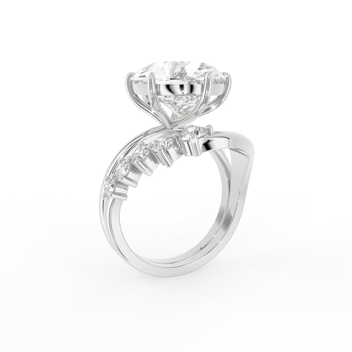 18K Pear Solitaire Diamond Engagement Ring — 3D VIEW