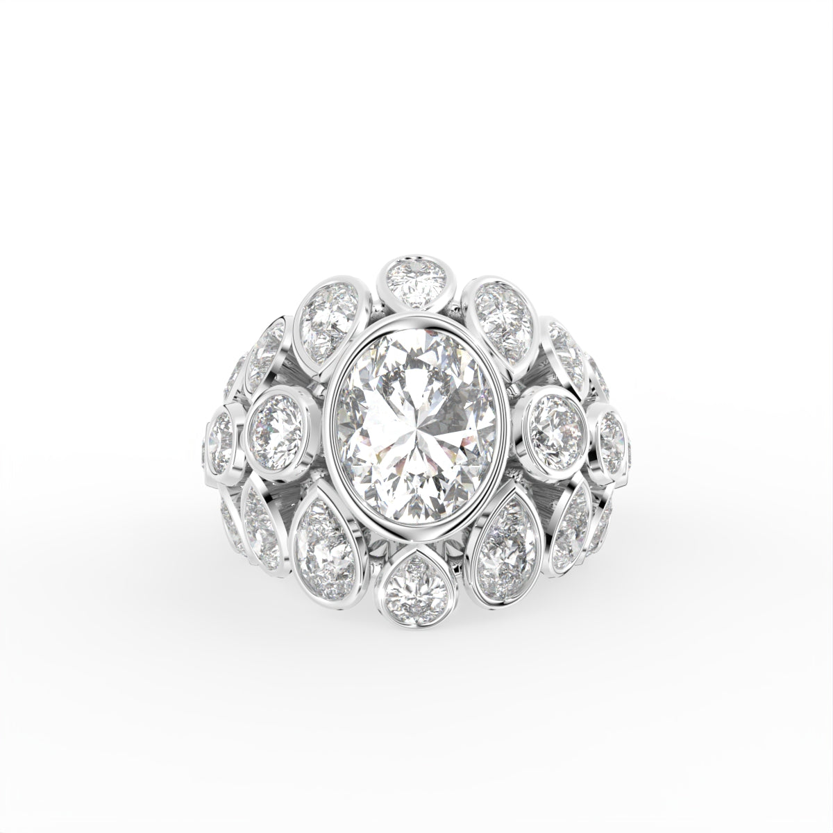 18K Bespoke Oval Diamond Statement Ring — TOP