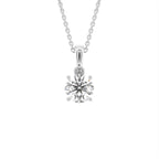 14K White Gold Solitaire Round Diamond Pendant — FRONT