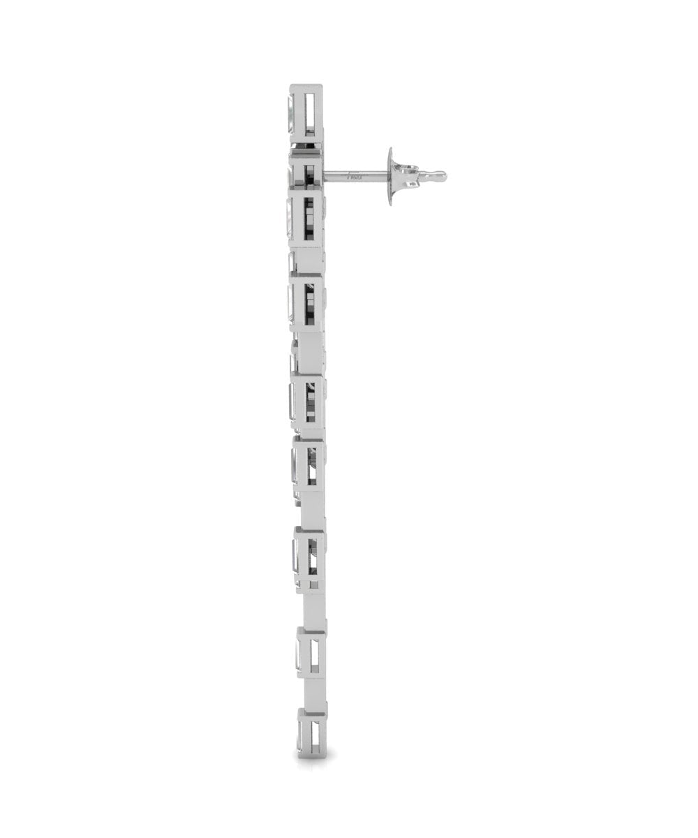 18K Baguette Diamond Drop Earrings — SIDE VIEW