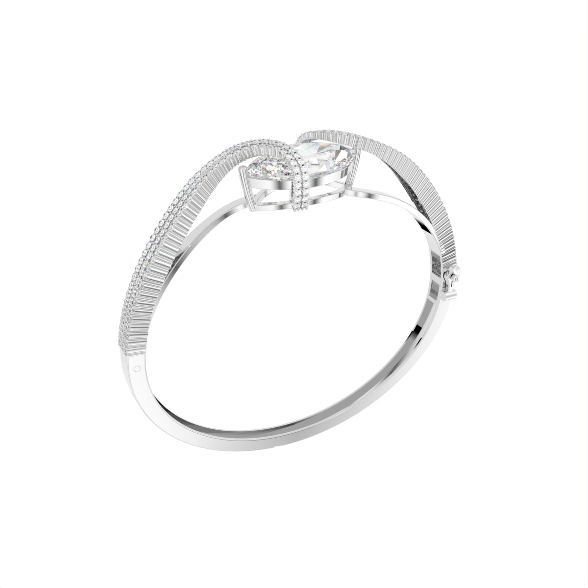 Sterling Silver Diamond Bangle — 3D / RIGHT
