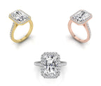 18K White Gold Halo Emerald Diamond Engagement Ring — 3 COLOR