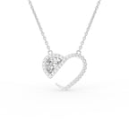 18K Solitaire Halo Round Diamond Pendant — FRONT