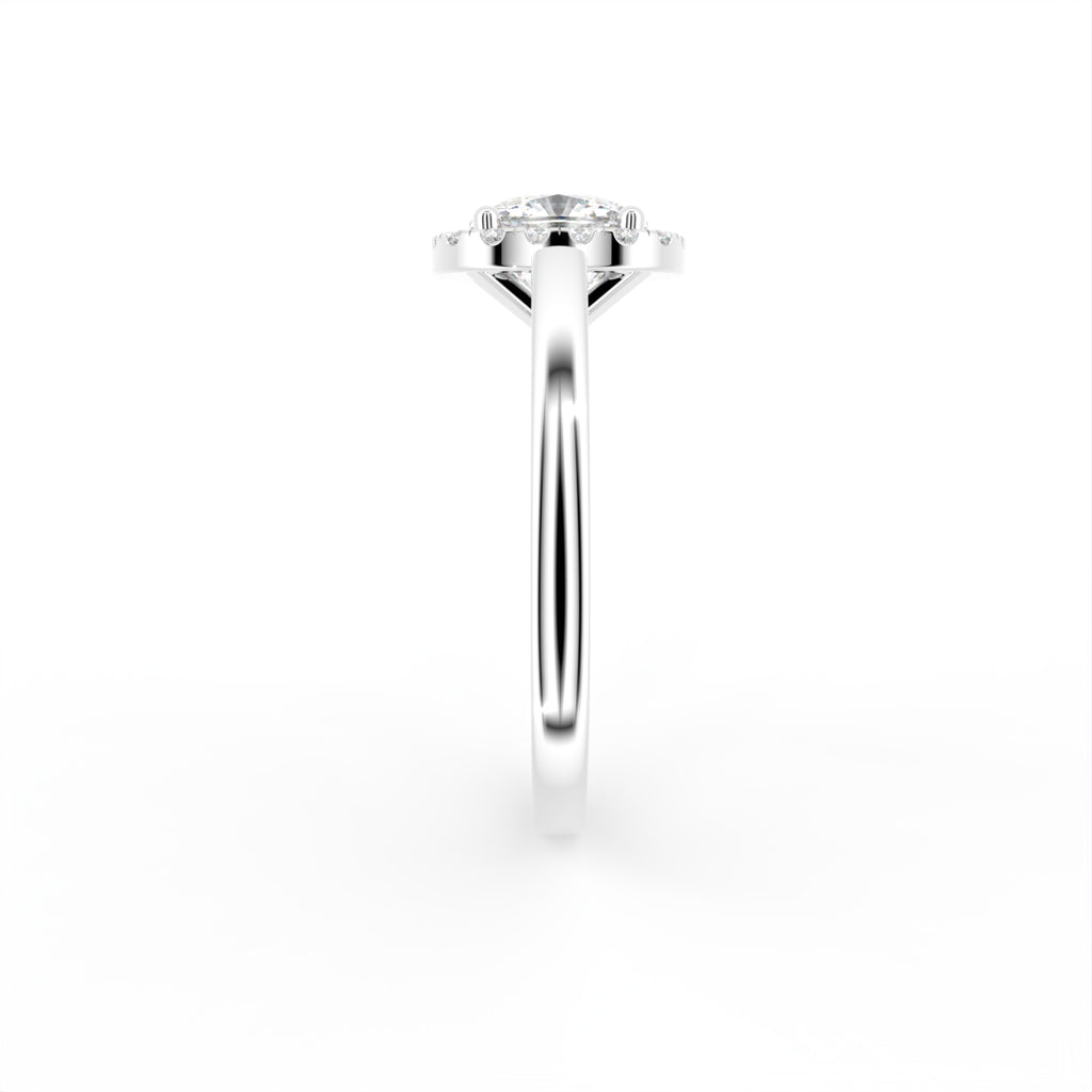 18K Halo Cushion Diamond Engagement Ring — SIDE