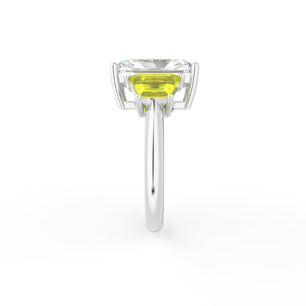 18K Trilogy Radiant Diamond Engagement Ring — SIDE