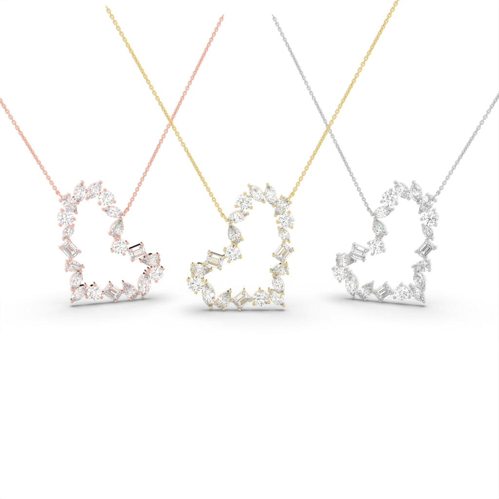 vimg:FJ4806|vimg:FJ4807|14K White Gold Heart Marquise Diamond Pendant — 3 COLOR