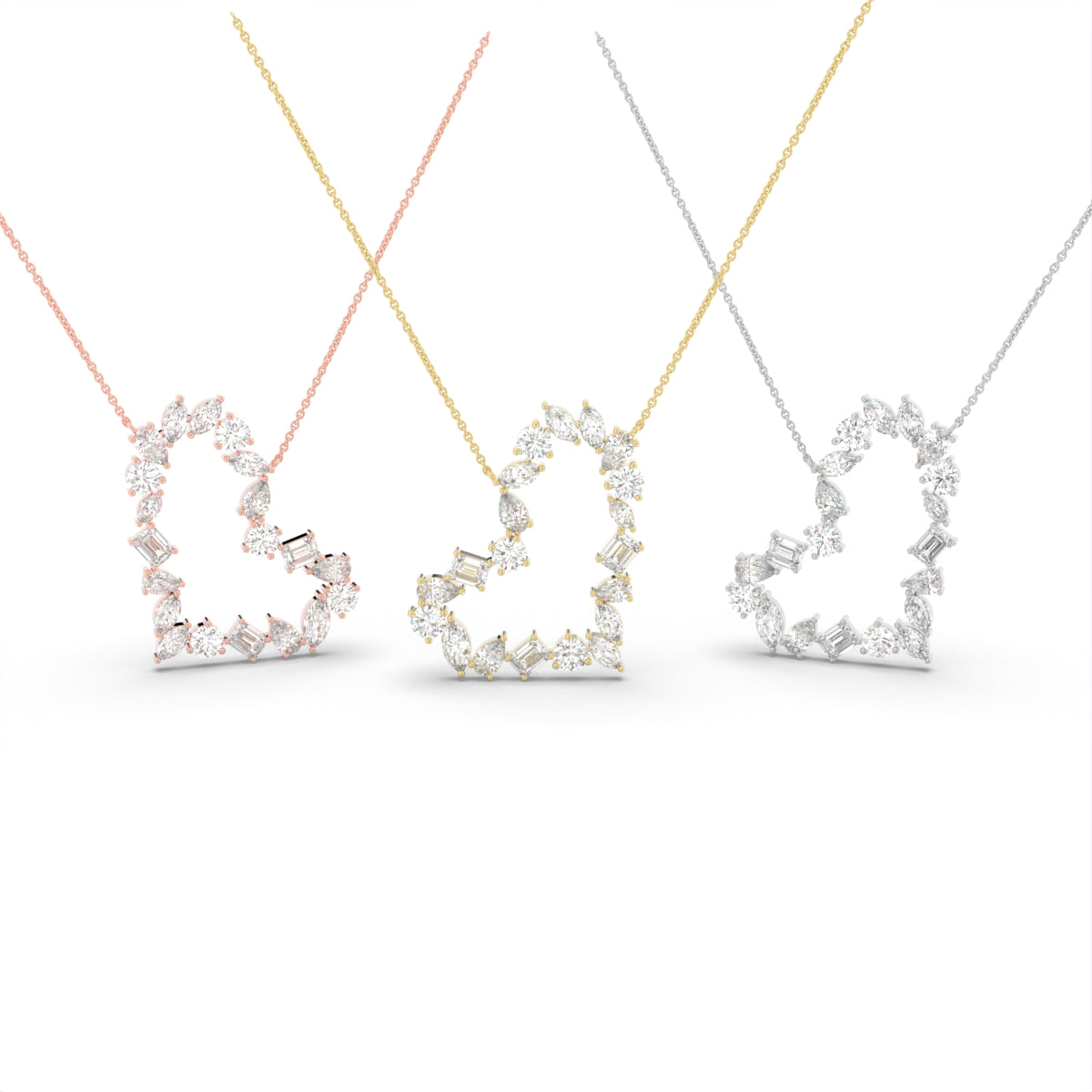 vimg:FJ4806|vimg:FJ4807|14K White Gold Heart Marquise Diamond Pendant — 3 COLOR
