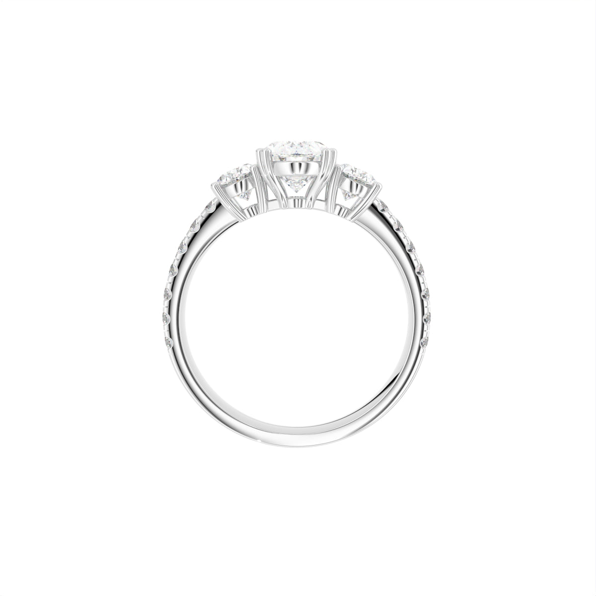 18K Trilogy Oval Diamond Ring — FRONT
