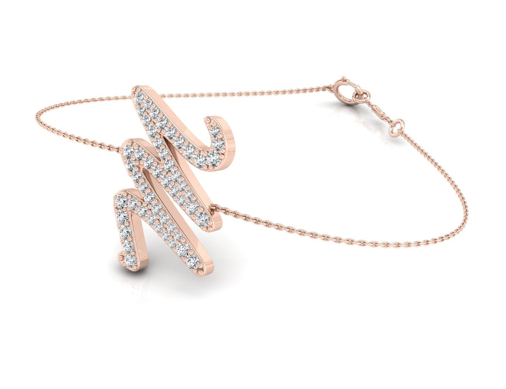 18K Alphabet Diamond Bracelet — 3D VIEW