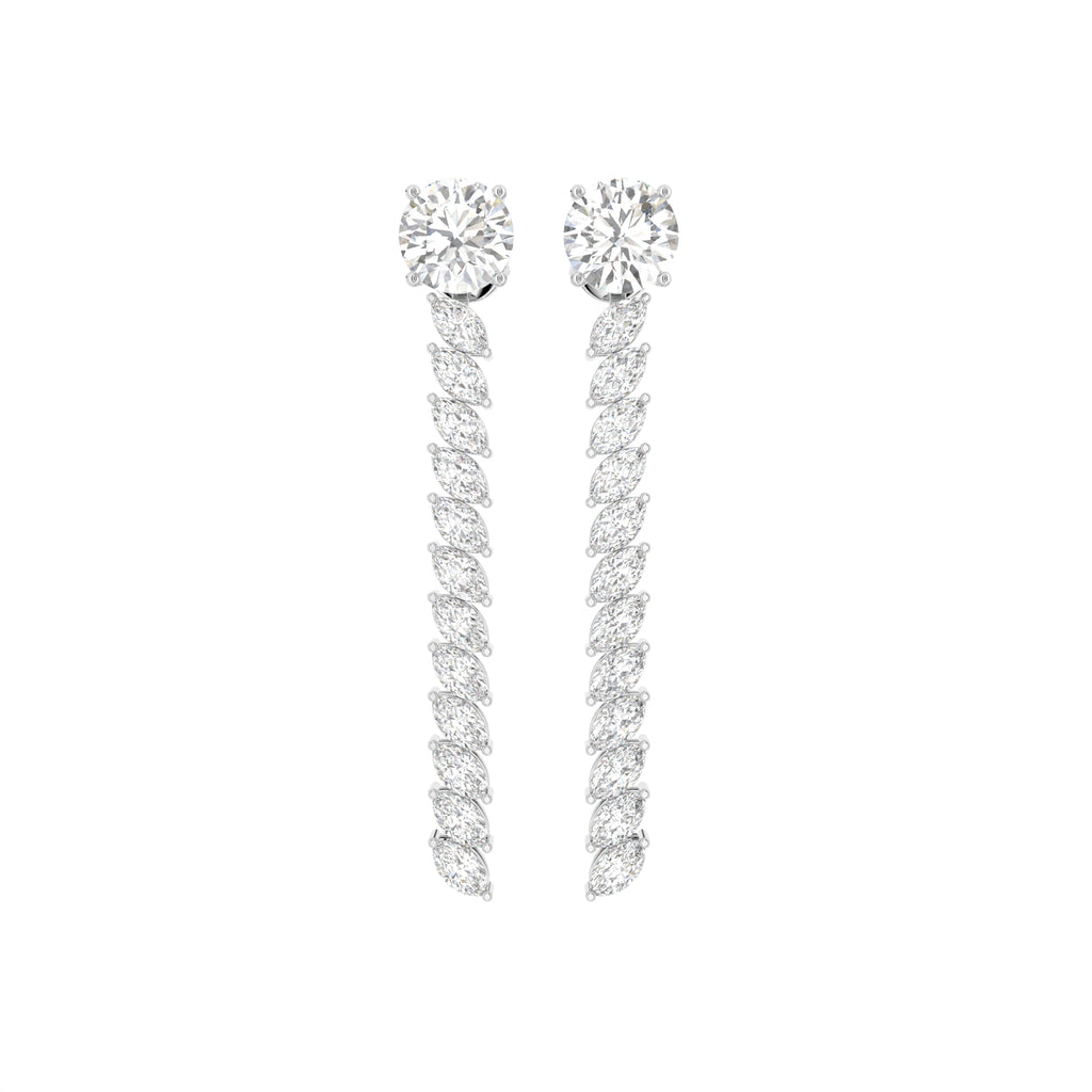 18K Round Diamond Drop Earrings — TOP