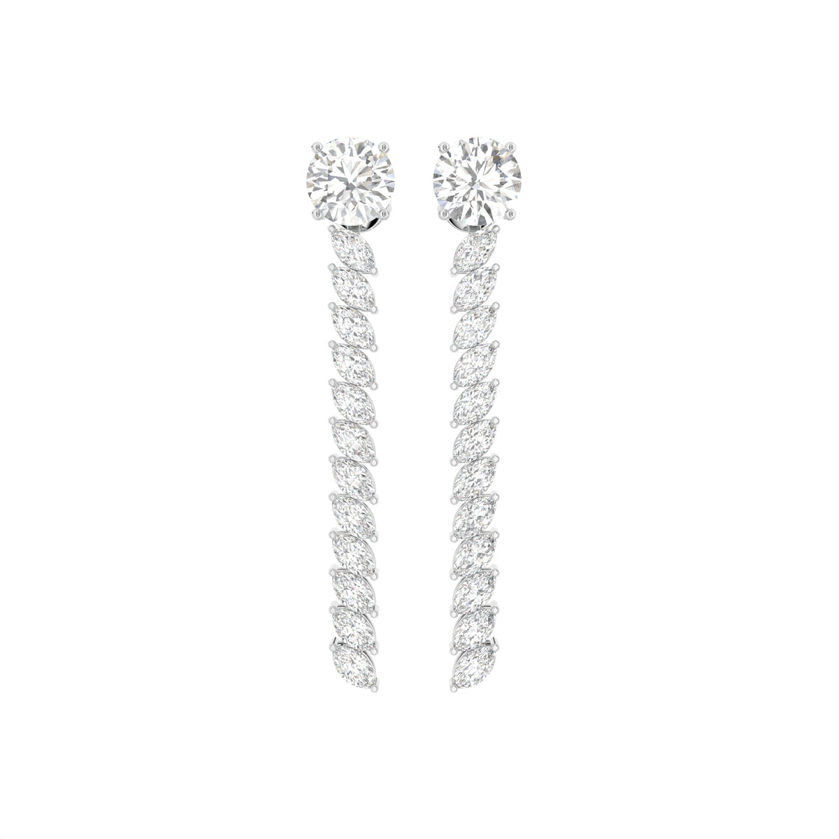 18K Round Diamond Drop Earrings — TOP
