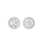 18K Halo Solitaire Diamond Stud Earrings — TOP