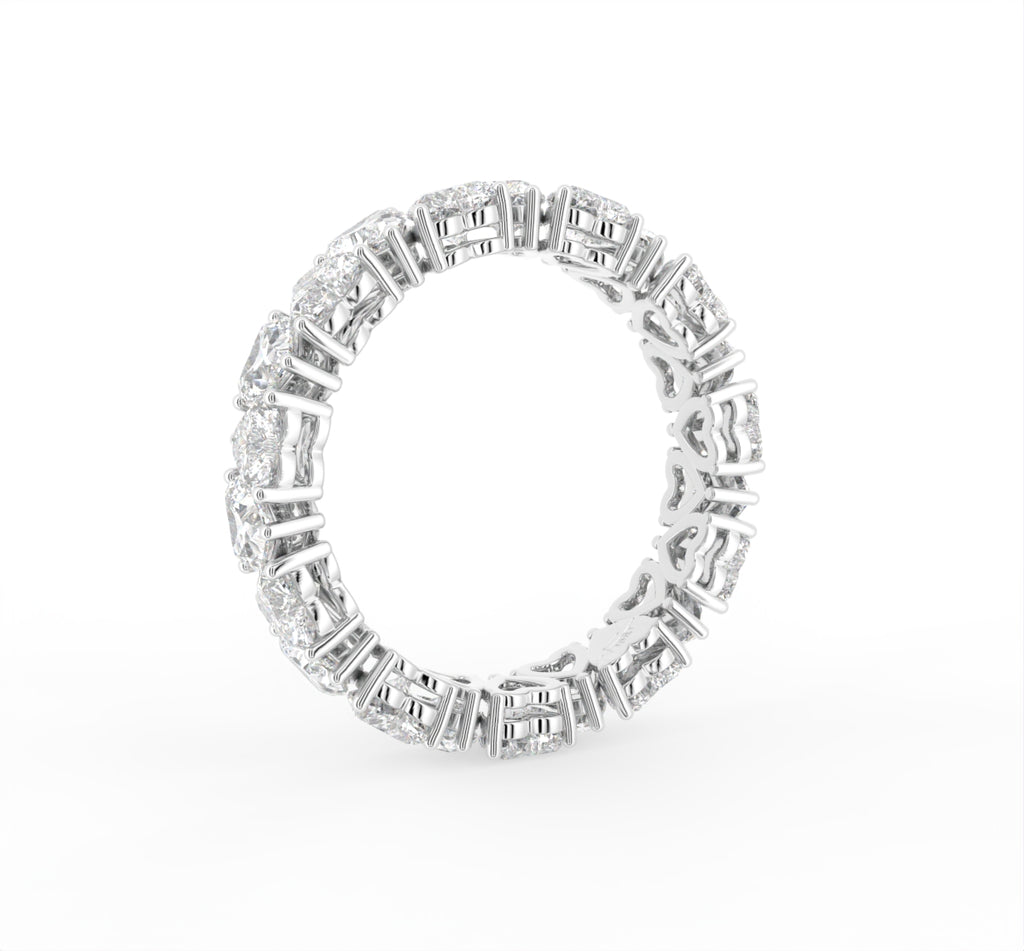 18K Heart Eternity Diamond Ring — 3D VIEW