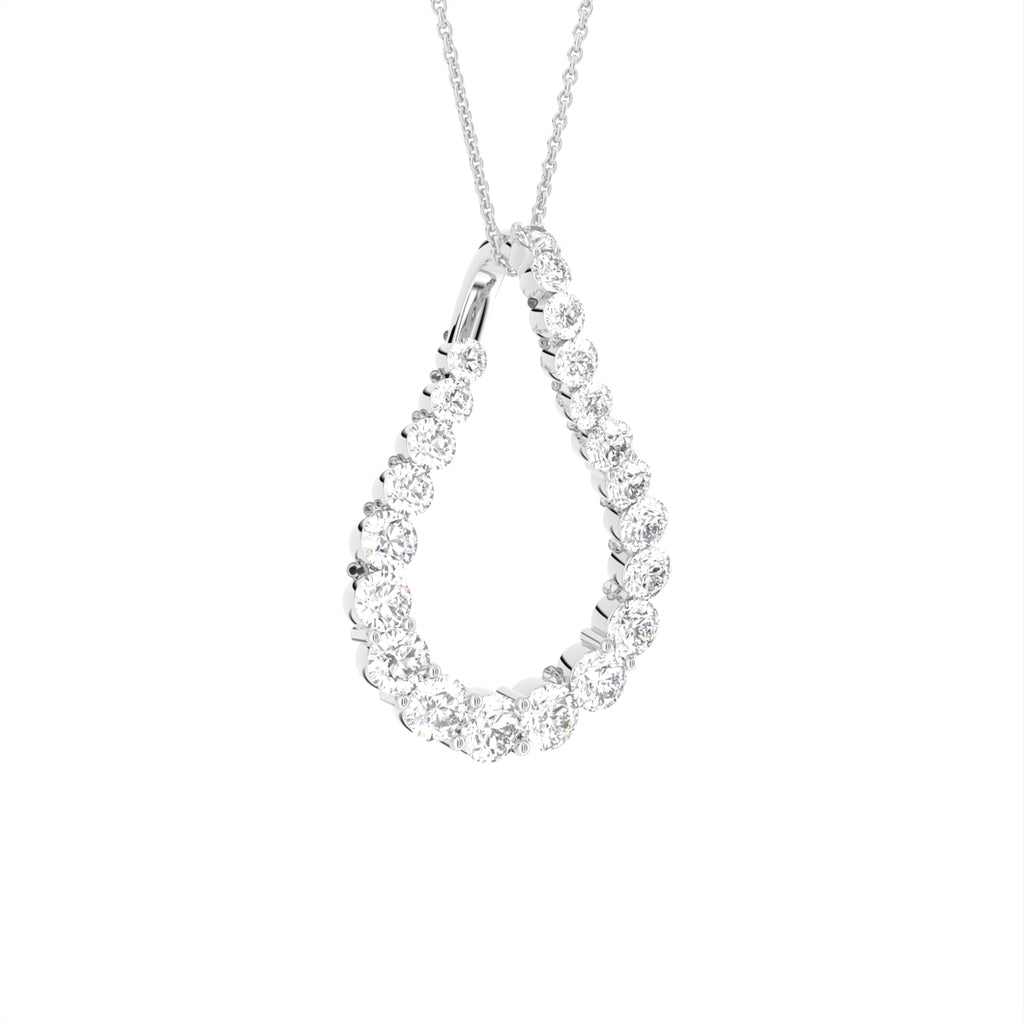 18K Bespoke Pear Round Diamond Pendant — 3D VIEW
